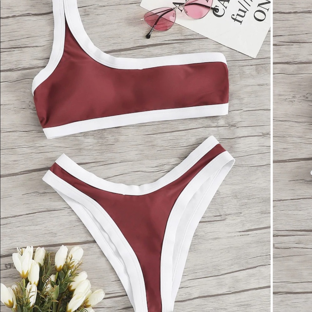 One shoulder high waist bikini